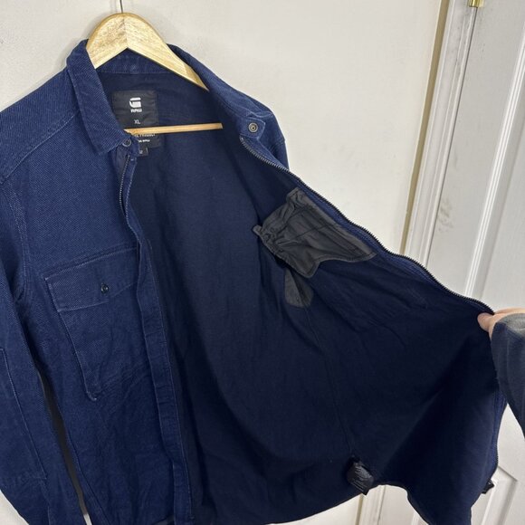 G Star Raw Men XL Type C Overshirt Blue Utility L/S Zip Shacket - Picture 7 of 9